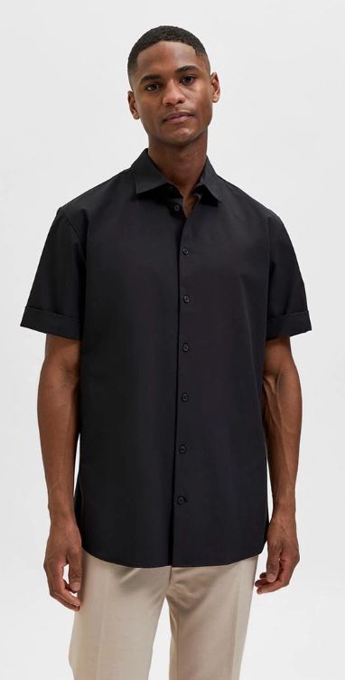 zwart overhemd combineren korte mouwen casual